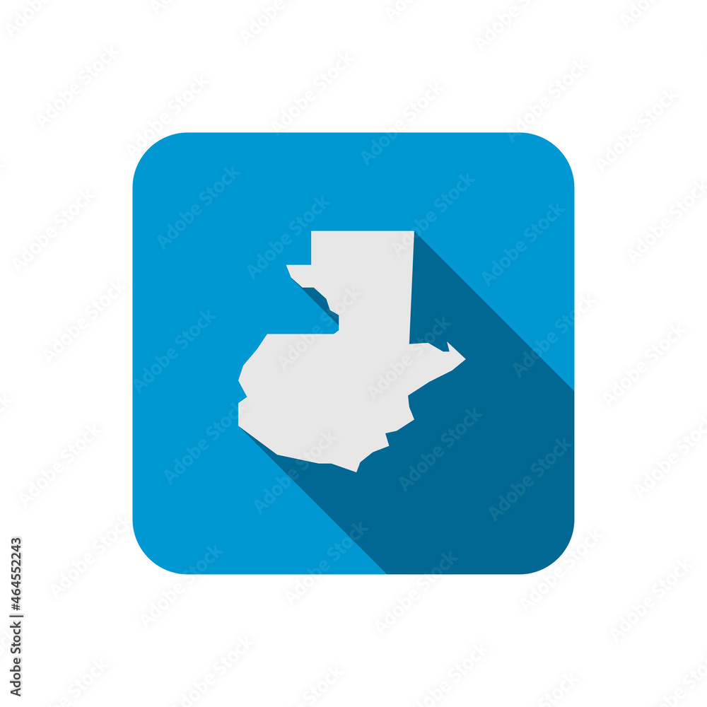 Guatemala map on blue square with long shadow Guatemala map on blue square with long shadow