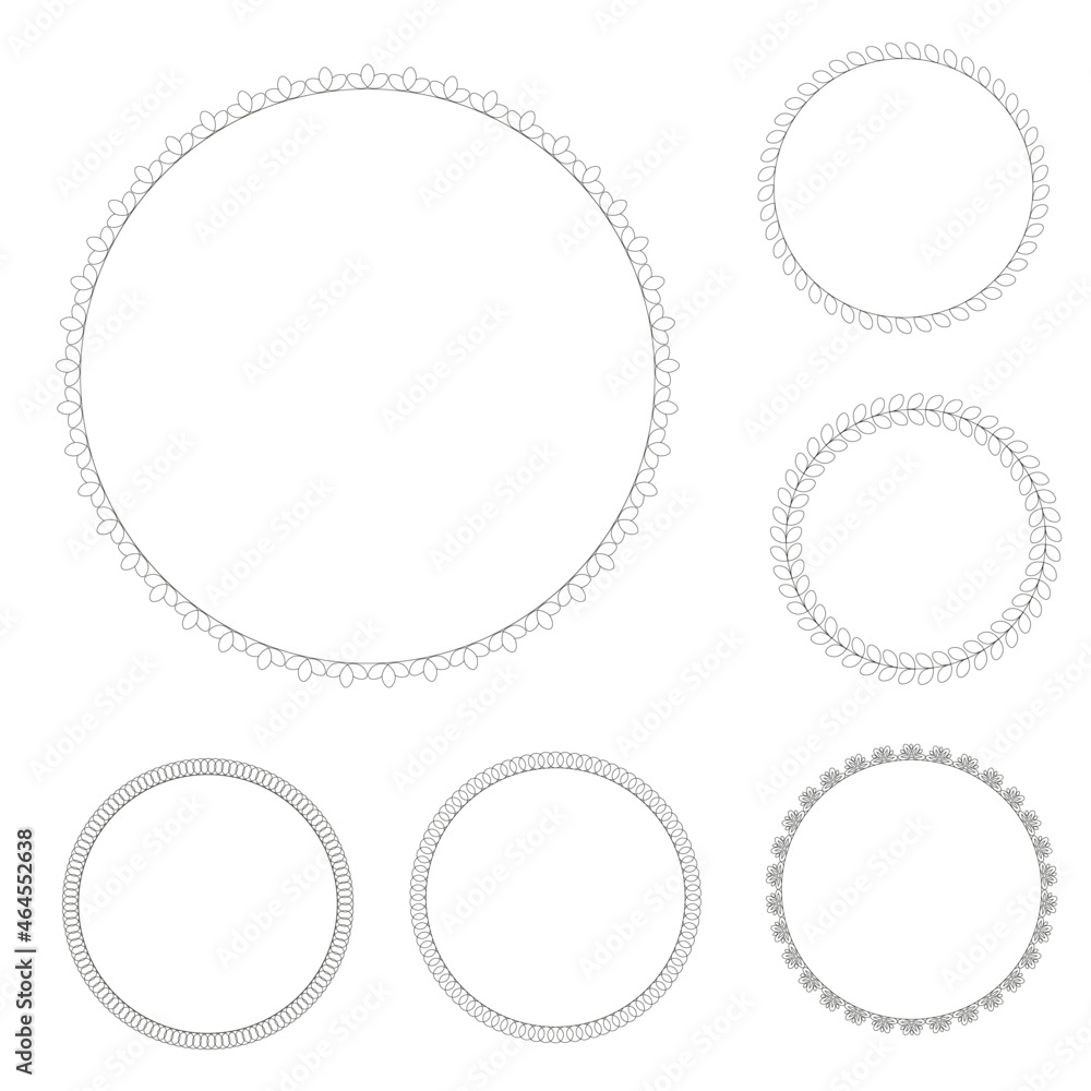 a set of ornaments of decorative elements arranged in a circle, black outline isolated on a white background, vector illustration a set of ornaments of decorative elements arranged in a circle, black outline isolated on a white background, vector illustration