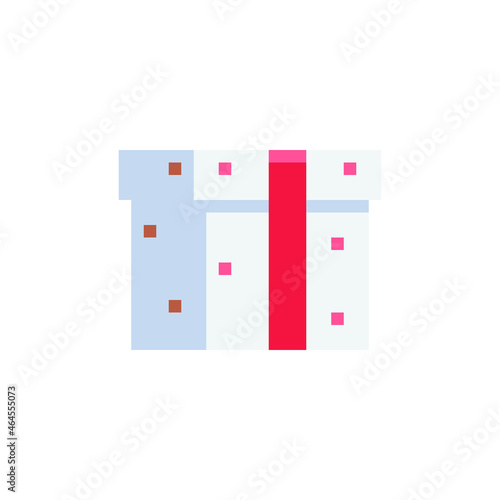 Gift box icon, birthday present. Flat style. Pixel art. Isolated abstract illustration.