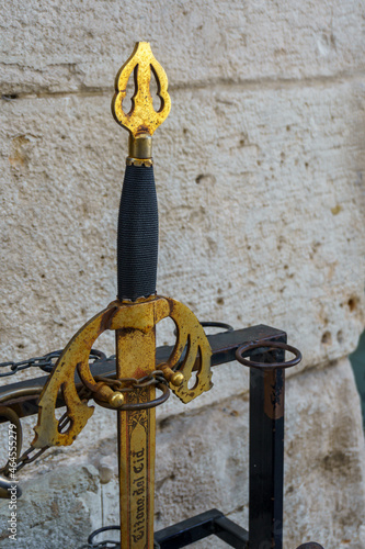Burgos, Spain - August 25, 2021. Tizona, replica of the sword of el cid campeador photo
