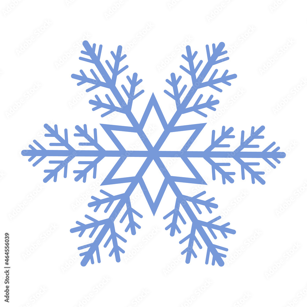 Beautiful blue snowflake. A snowflake of complex shape. A symbol of winter and new year. Vector illustration isolated on a white background Beautiful blue snowflake. A snowflake of complex shape. A symbol of winter and new year. Vector illustration isolated on a white background