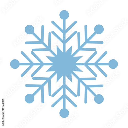 Beautiful blue snowflake. A snowflake of complex shape. A symbol of winter and new year. Vector illustration isolated on a white background