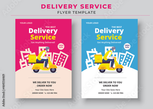 Delivery Service Flyer, Fast Delivery Flyer, We deliver Courier Flyer, Postman Courier Man flyer