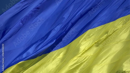 Kiev, Ukraine August 29, 2020: The flag of Ukraine is the largest in the world.