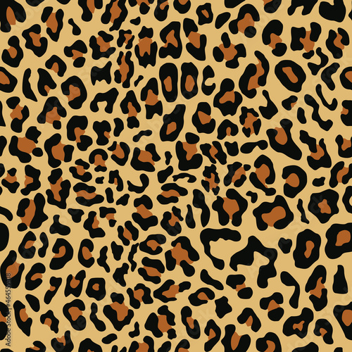  Leopard print vector illustration of a yellow background with beautiful spots, design on textiles.