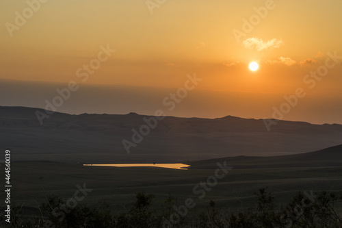 Autumn mountain landscape and view during sunset in Georgia photo