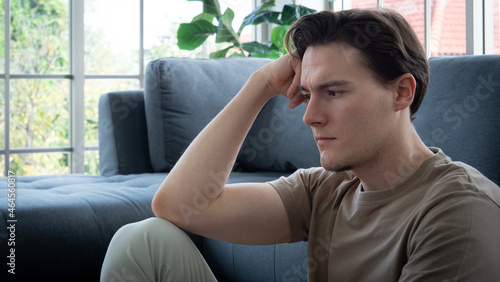 Cuadro en lienzo handsome young man Anxious, worried, and bored expression