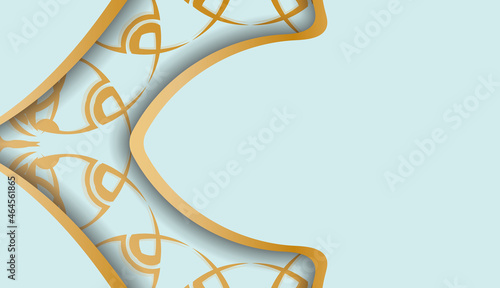 Aquamarine background with luxurious gold pattern and space for your text