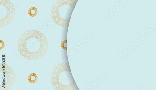 Baner aquamarine color with vintage gold pattern for design under your text