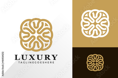 Abstract golden flower logo and icon design vector concept for template