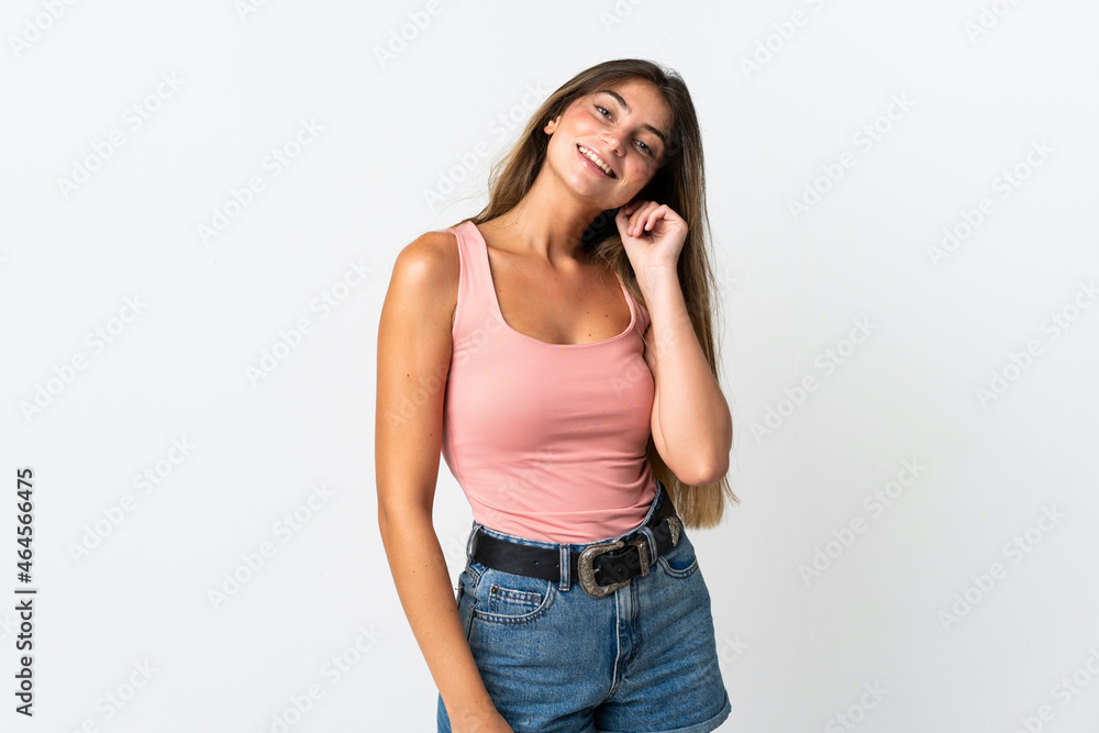 Young caucasian woman isolated on white background laughing Young caucasian woman isolated on white background laughing