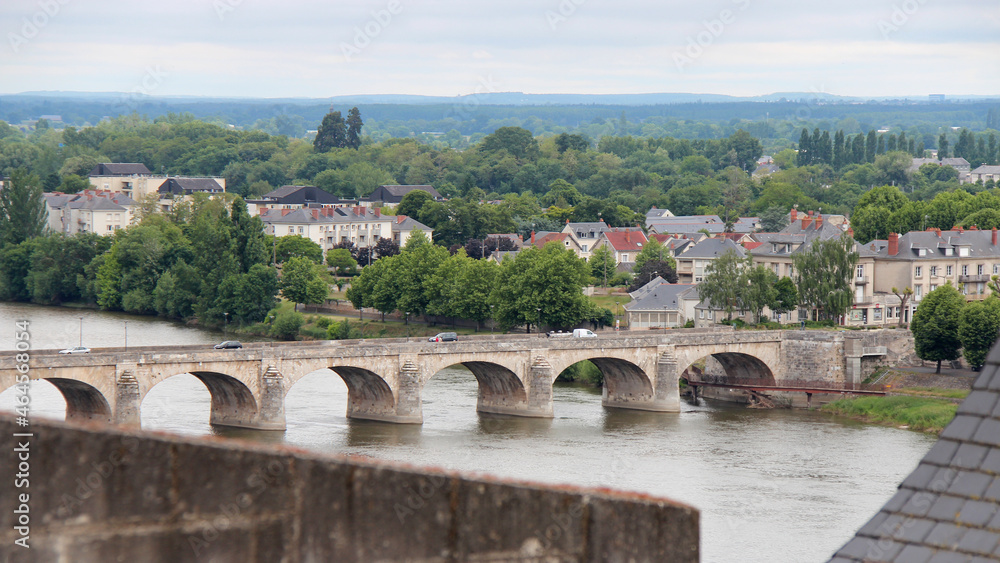 cessart bridge and river loire in saumur in france