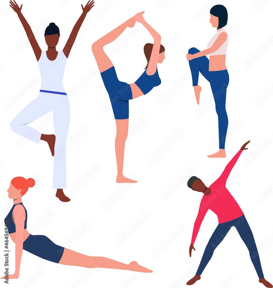 yoga poses on white background. Vector illustration