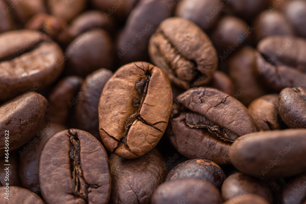 Close-up shot of aromatic Arabica coffee beans Close-up shot of aromatic Arabica coffee beans
