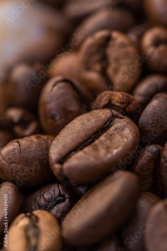 Close-up shot of aromatic Arabica coffee beans