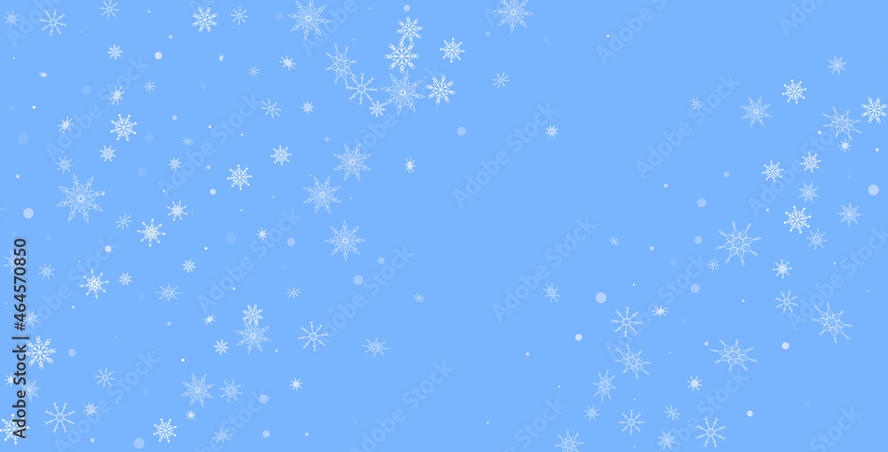 White delicate openwork snowflakes are scattered on a blue background. Festive background, postcard design, wallpaper White delicate openwork snowflakes are scattered on a blue background. Festive background, postcard design, wallpaper