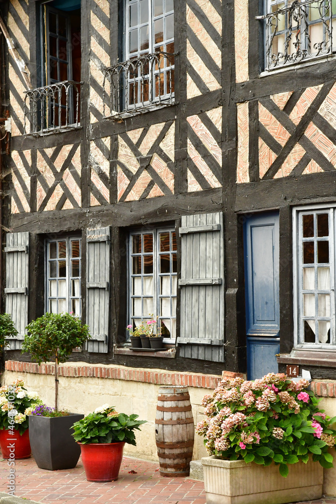 Beuvron en Auge; France - august 8 2019 : picturesque village in summer