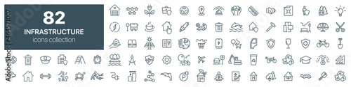 Infrastructure and environment line icons collection. Vector illustration eps10