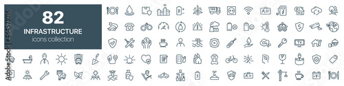 Infrastructure and environment line icons collection. Vector illustration eps10