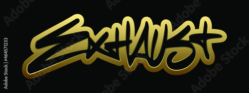 Exhaust hand drawn text. Lettering, calligraphy word graphic. Illustration for logos, posters, banners, greeting card. Vector.