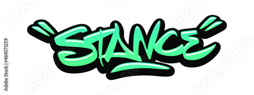 Stance hand drawn text. Lettering, calligraphy word graphic. Illustration for logos, posters, banners, greeting card. Vector.