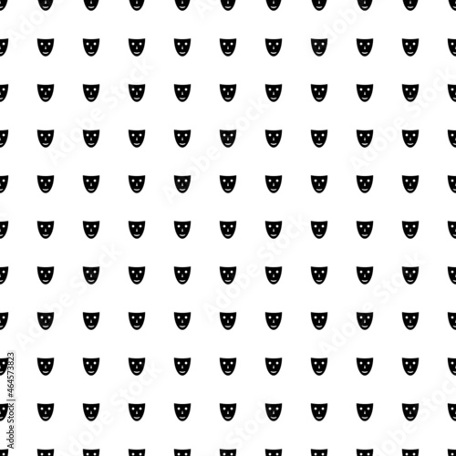 Square seamless background pattern from geometric shapes. The pattern is evenly filled with big black theatrical masks. Vector illustration on white background