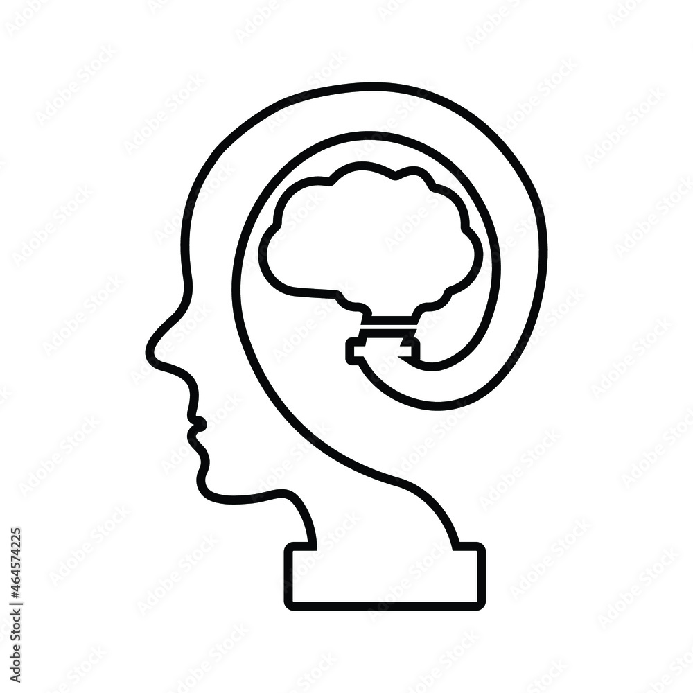 Thinking, brain, intellect outline icon. Line art vector.
