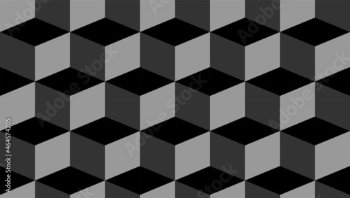 volumetric monochrome cubes, simple geomatrical seamless pattern