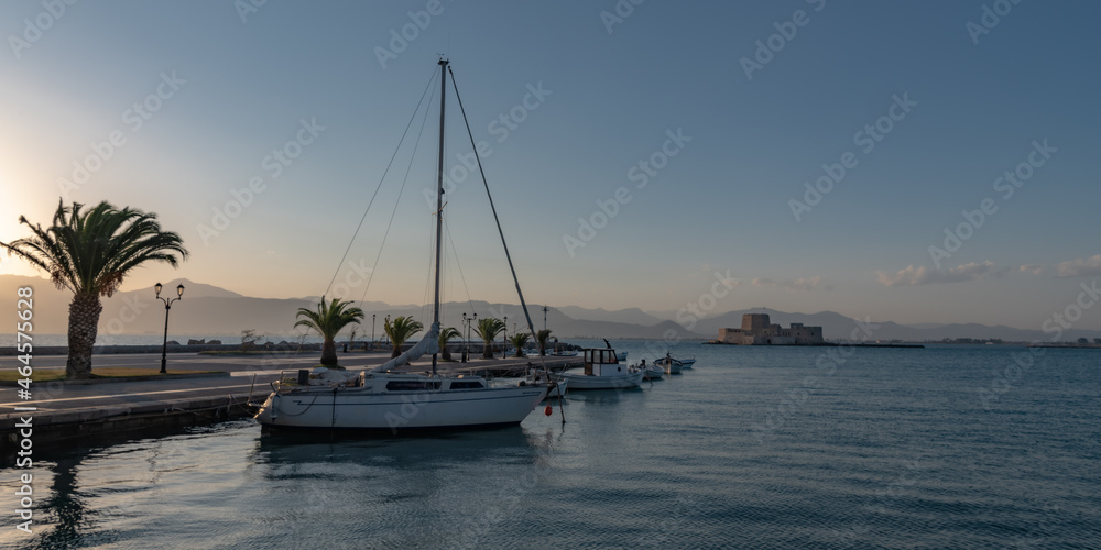 Evening in the port of Greek Nafplion