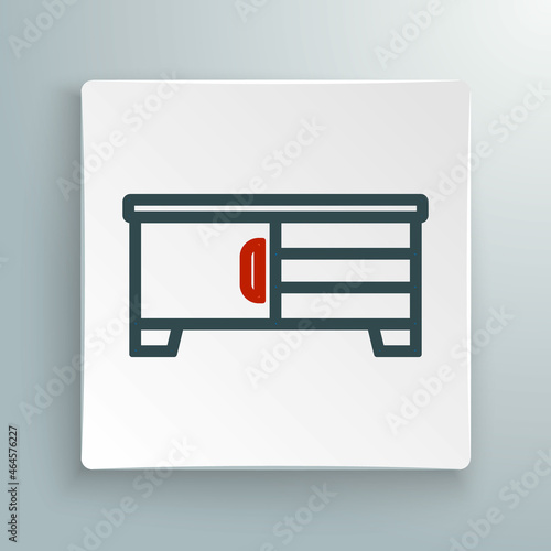 Line TV table stand icon isolated on white background. Colorful outline concept. Vector