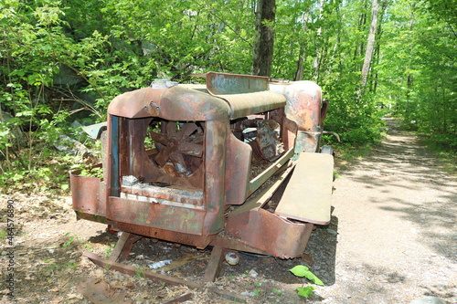 old quarry remains rusted truck