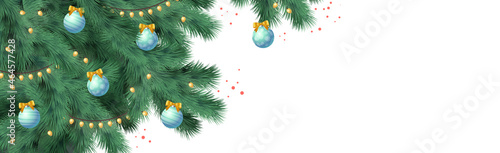 Fotografie, Obraz Christmas tree on white background, web template for festive promotional items -