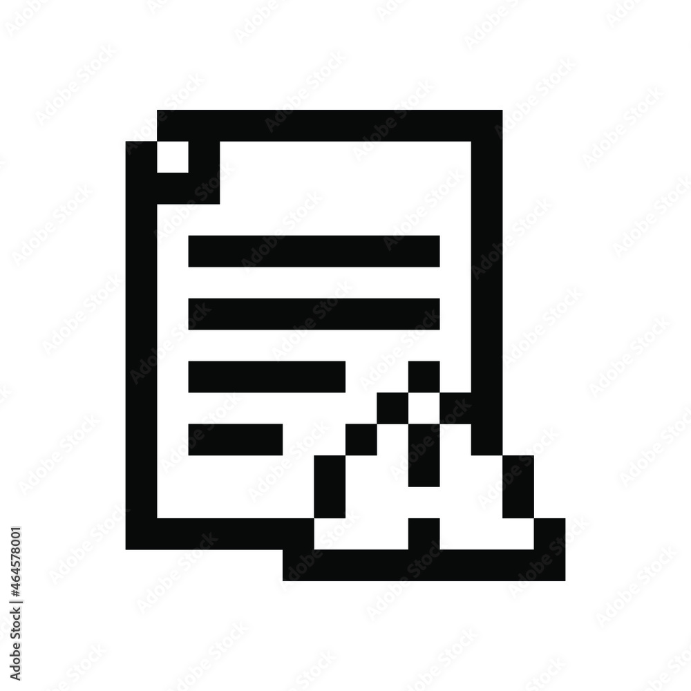 Paper icon pixel art. Draw a picture on a white background. Vector illustration. Paper icon pixel art. Draw a picture on a white background. Vector illustration.