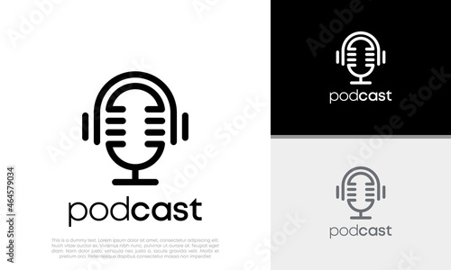 Podcast logo design. podcast icon, logo design template	
