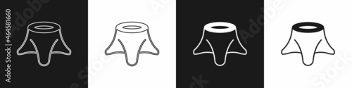 Set Tree stump icon isolated on black and white background. Vector
