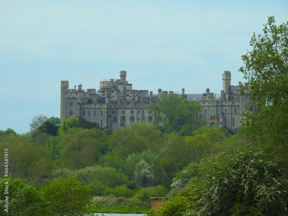 View of Arundel Castle with many trees