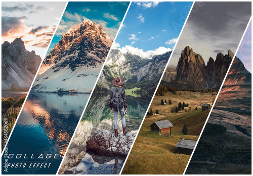 Photo Collage Strip Effect Mockup