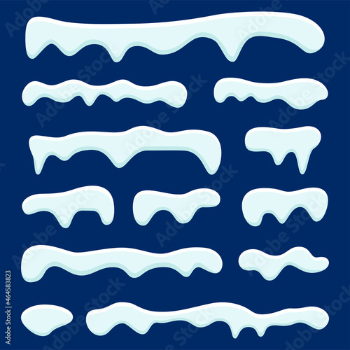 Set of snow caps. Snowy ice, vector illustration