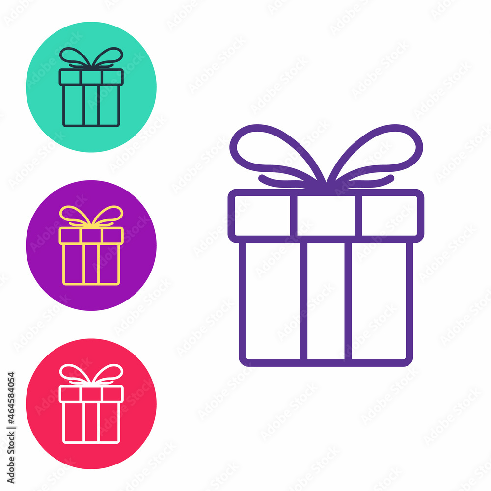 Set line Gift box icon isolated on white background. Merry Christmas and Happy New Year. Set icons colorful. Vector Set line Gift box icon isolated on white background. Merry Christmas and Happy New Year. Set icons colorful. Vector