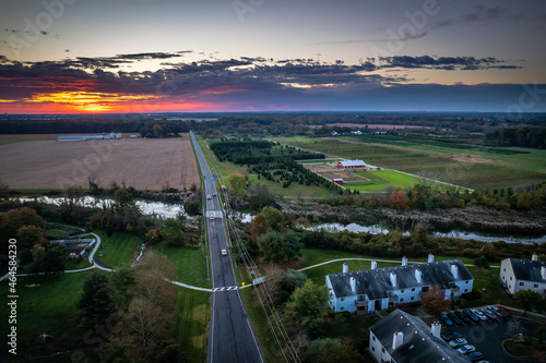 Aerial Drone Sunrise in Plainsboro Cranbury Princeton