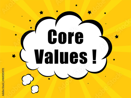 Core Values in yellow bubble background