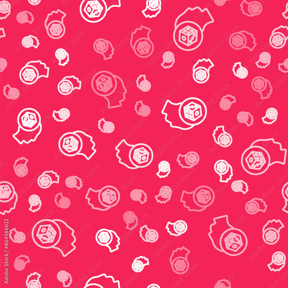White line Game dice icon isolated seamless pattern on red background. Casino gambling. Vector White line Game dice icon isolated seamless pattern on red background. Casino gambling. Vector