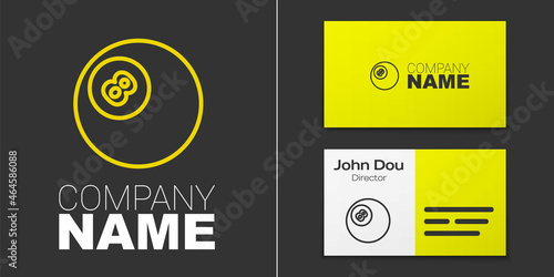 Logotype line Billiard pool snooker ball with number 8 icon isolated on grey background. Logo design template element. Vector