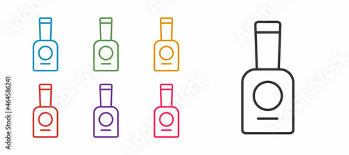 Set line Bottle of nail polish icon isolated on white background. Set icons colorful. Vector