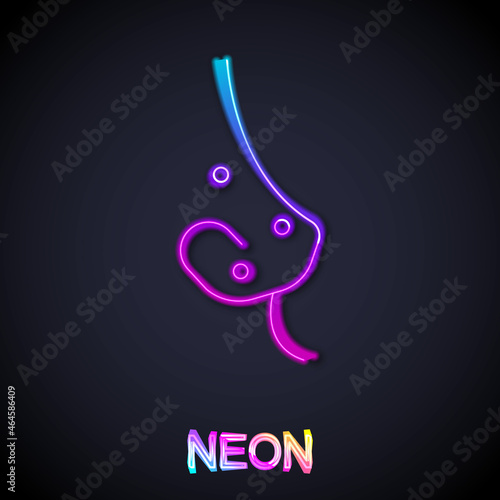 Glowing neon line Acne icon isolated on black background. Inflamed pimple on the skin. The sebum in the clogged pore promotes the growth of a bacteria. Vector