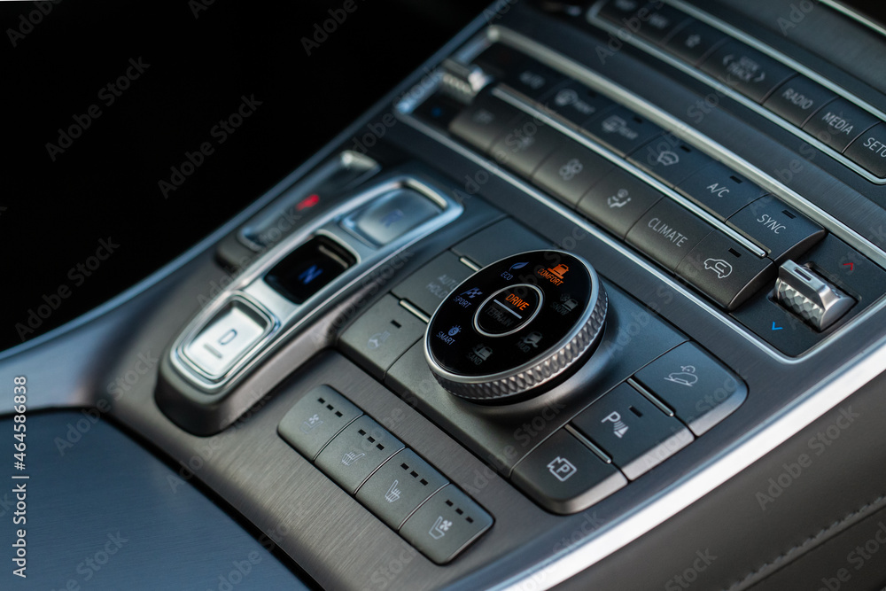 Modern suv car drive mode control panel. Control panel for off-road functions. Modern suv car drive mode control panel. Control panel for off-road functions.