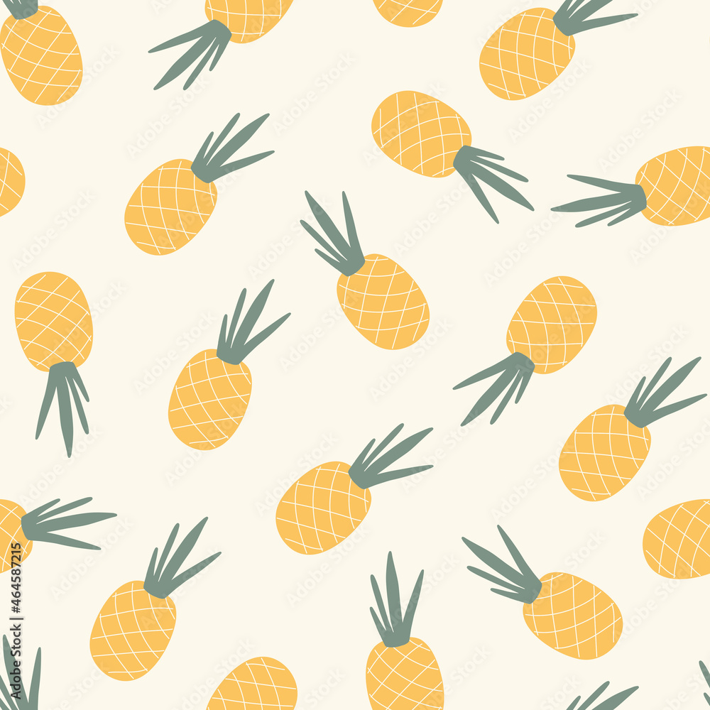 vector seamless pattern with abstract fruits yellow pineapples vector seamless pattern with abstract fruits yellow pineapples
