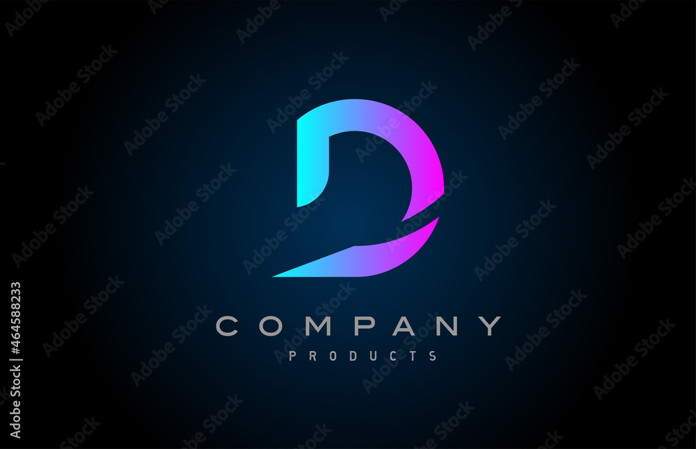 pink D alphabet letter logo icon. Design for company and business