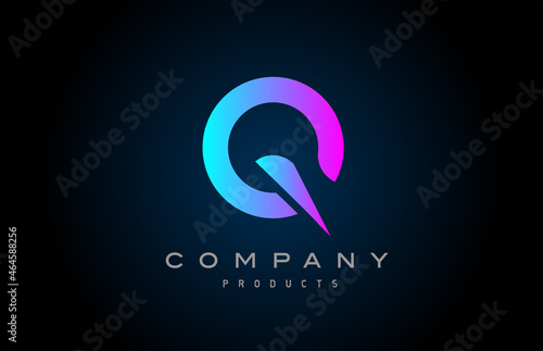 pink Q alphabet letter logo icon. Design for company and business