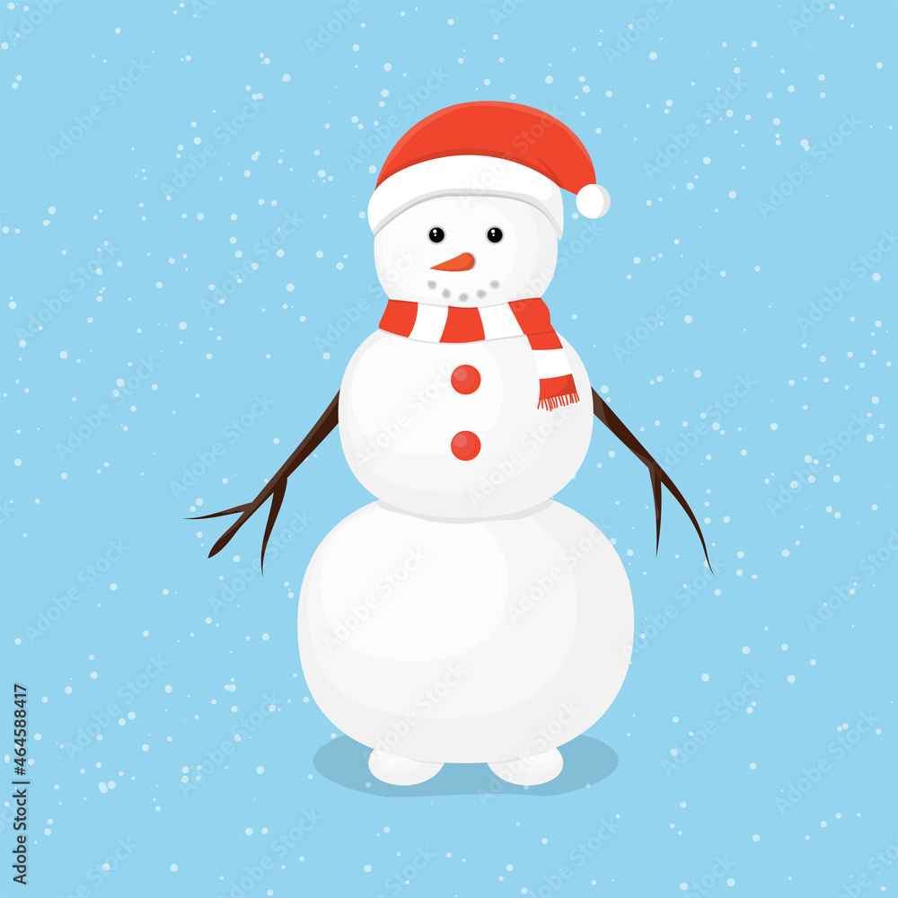 Snowman on a blue background vector illustration